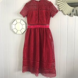 Red Dress Open Knit Cutout T Tangtu